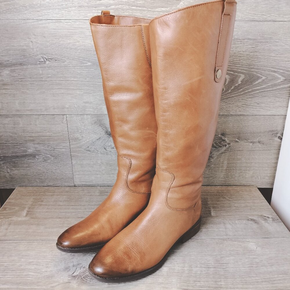 Sam Edelman Penny 2 Leather Knee High Riding Boots Womens 9.5 Brown Wide Calf - Picture 3 of 14